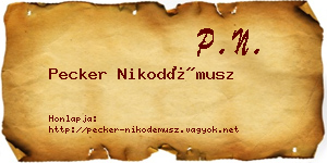 Pecker Nikodémusz névjegykártya
